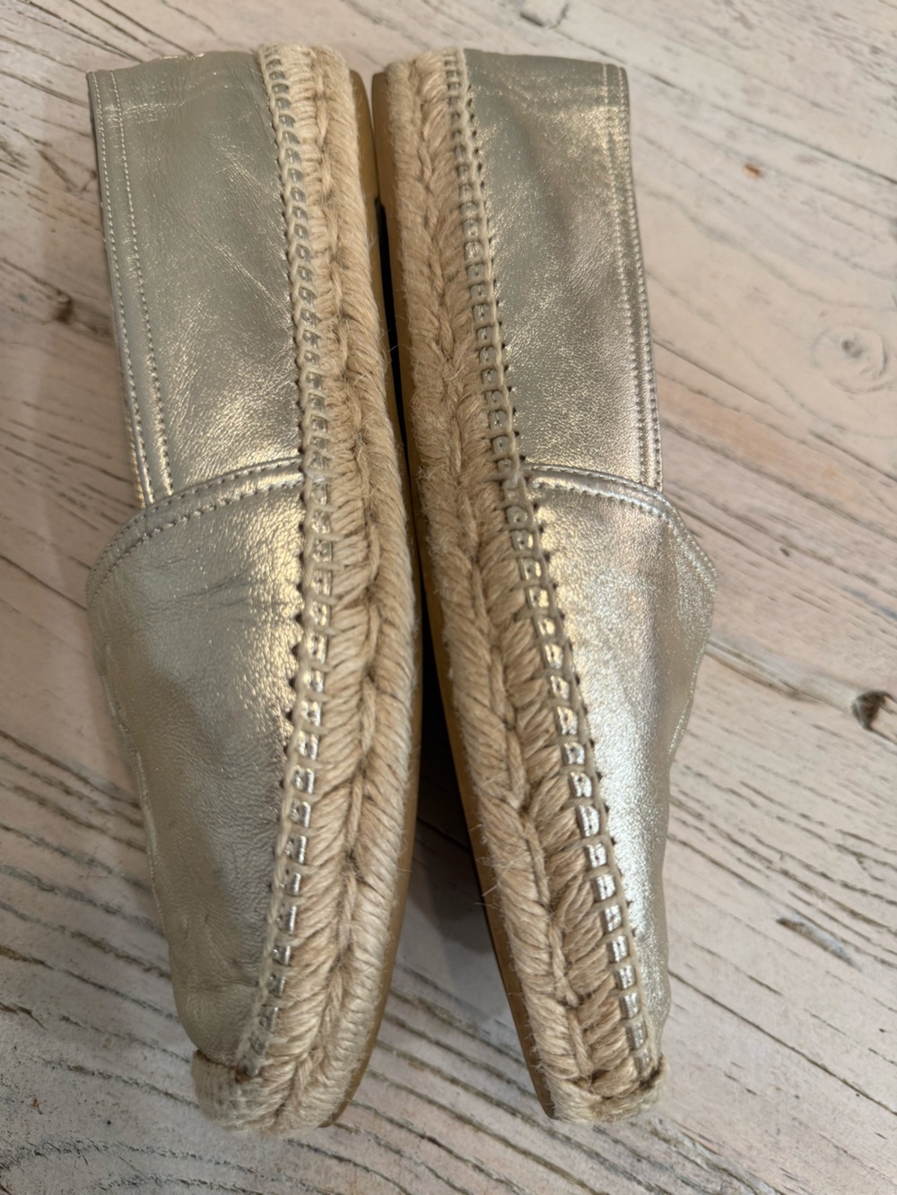 Yves Saint Laurent Gold Leather Monogram Espadrilles size 37.5 - Picture 5 of 15